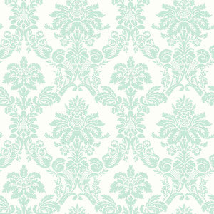 Glitter Damask Teal and White by Seabrook Wallpaper