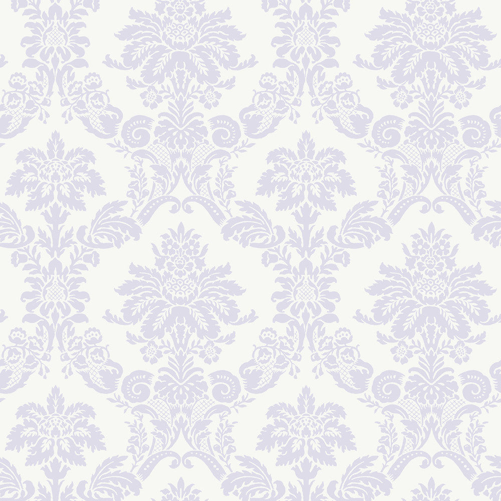 Glitter Damask Lilac and White by Seabrook Wallpaper Playdate Adventure United States 56.05 10.43" 20.5" - Fabric Carolina -