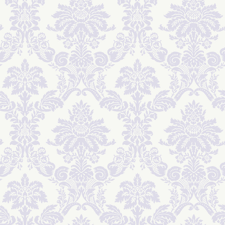 Glitter Damask Lilac and White by Seabrook Wallpaper Playdate Adventure United States 56.05 10.43" 20.5" - Fabric Carolina -