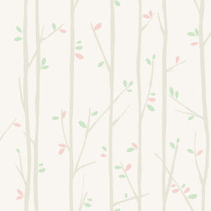 Tree Top Gray, Mint, and Bubblegum by Seabrook Wallpaper