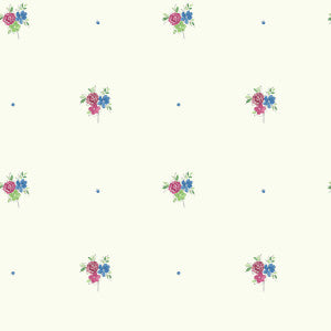 Little Posy Raspberry and Prussian Blue by Seabrook Wallpaper