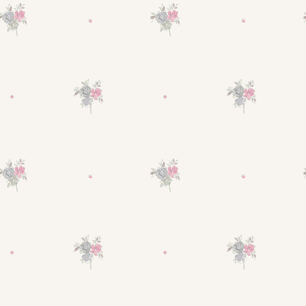 Little Posy Gray and Bubblegum by Seabrook Wallpaper Playdate Adventure United States 56.05 20.87" 20.5" - Fabric Carolina -