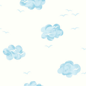 Daydream White and Sky Blue by Seabrook Wallpaper