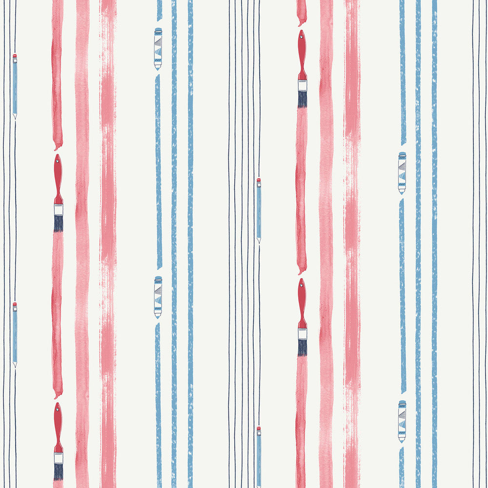 Outside the Lines Fuchsia and Sky Blue by Seabrook Wallpaper Playdate Adventure United States 56.05 0" 20.5" - Fabric Carolina -