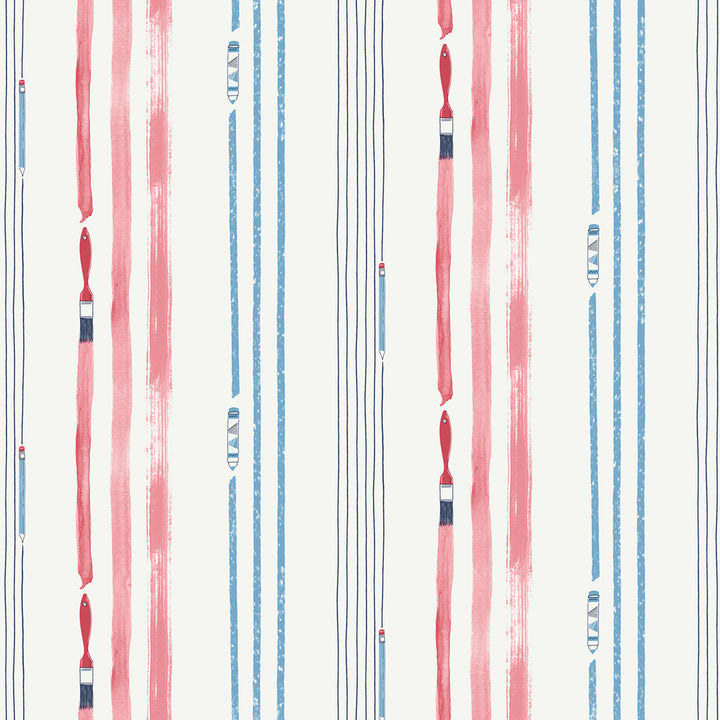 Outside the Lines Fuchsia and Sky Blue by Seabrook Wallpaper Playdate Adventure United States 56.05 0" 20.5" - Fabric Carolina -