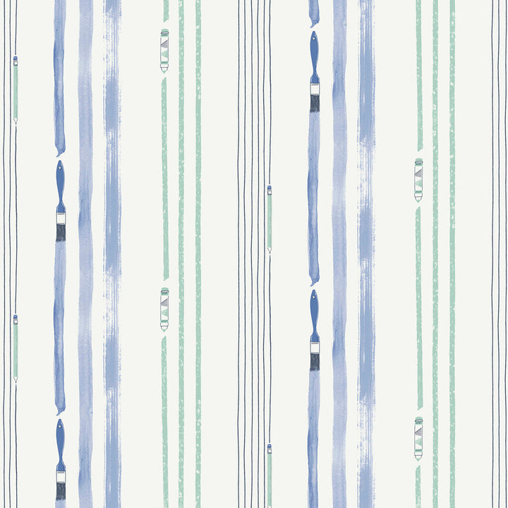 Outside the Lines Periwinkle and Teal by Seabrook Wallpaper Playdate Adventure United States 56.05 0" 20.5" - Fabric Carolina -