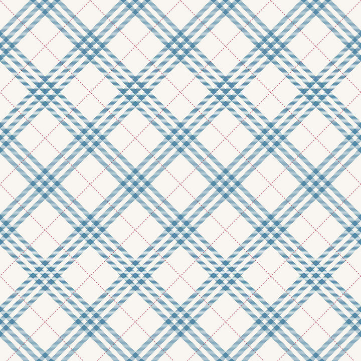 Diagonal Plaid Cerulean and Crimson by Seabrook Wallpaper Playdate Adventure United States 56.05 5.2" 20.5" - Fabric Carolina -