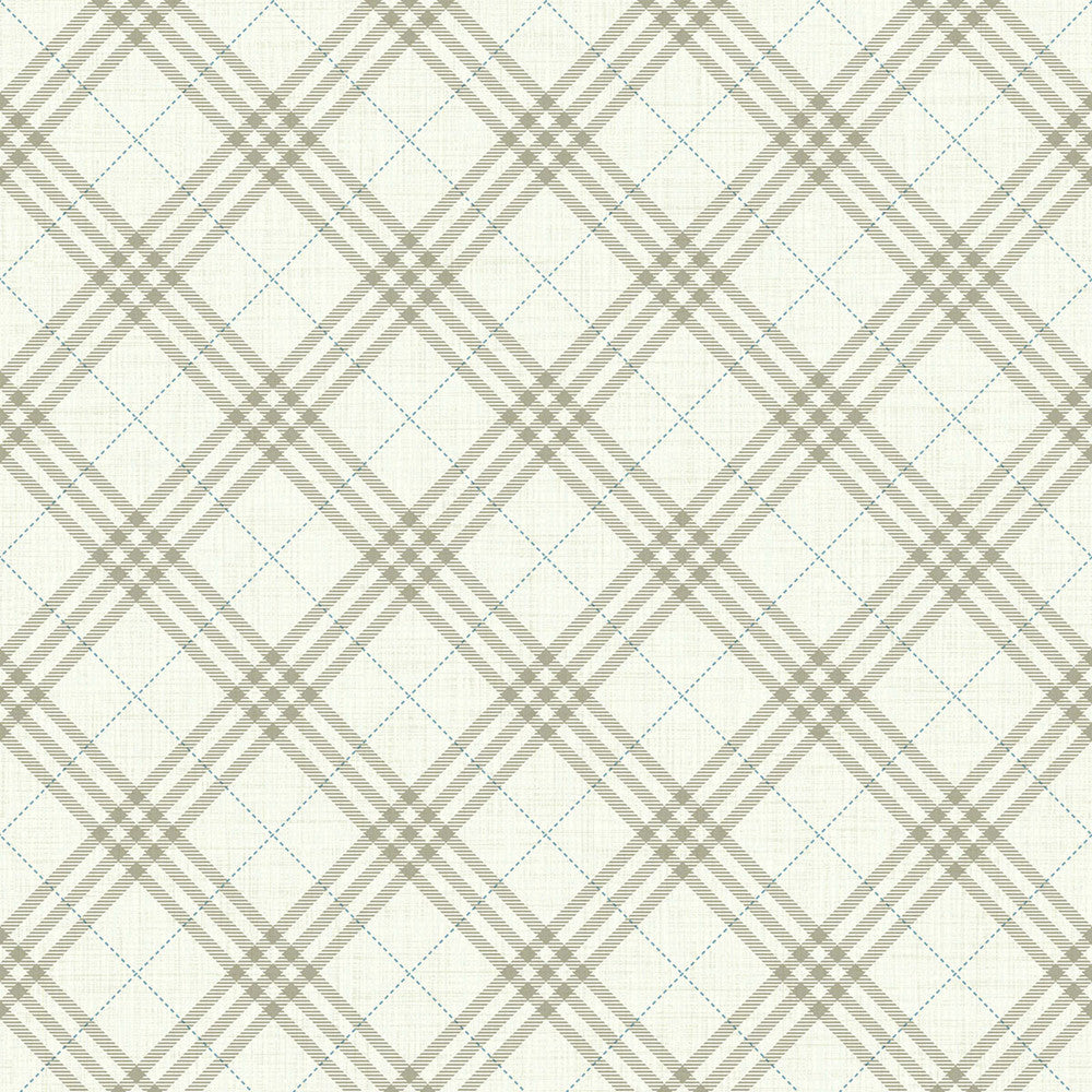 Diagonal Plaid Greige and Cerulean by Seabrook Wallpaper Playdate Adventure United States 56.05 5.2" 20.5" - Fabric Carolina -