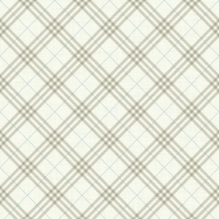 Diagonal Plaid Greige and Cerulean by Seabrook Wallpaper Playdate Adventure United States 56.05 5.2" 20.5" - Fabric Carolina -