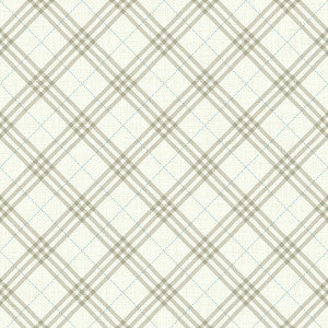 Diagonal Plaid Greige and Cerulean by Seabrook Wallpaper