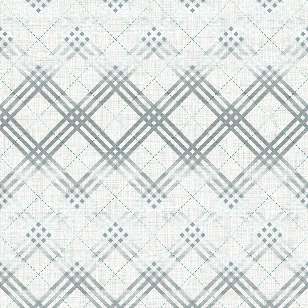 Diagonal Plaid Gray and Ocean Blue by Seabrook Wallpaper Playdate Adventure United States 56.05 5.2" 20.5" - Fabric Carolina -