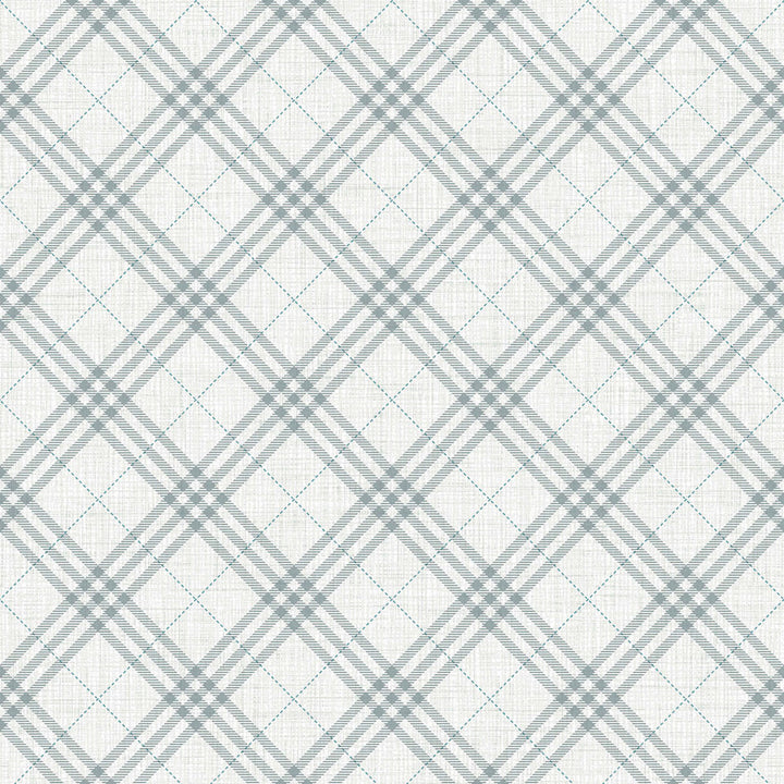 Diagonal Plaid Gray and Ocean Blue by Seabrook Wallpaper Playdate Adventure United States 56.05 5.2" 20.5" - Fabric Carolina -