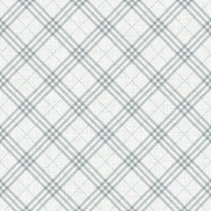 Diagonal Plaid Gray and Ocean Blue by Seabrook Wallpaper