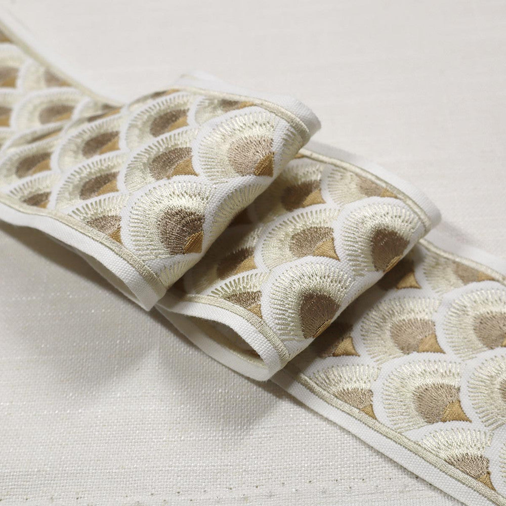 Fanny Emb Tape Quartz by Magnolia Designer Trim - 100% Cotton, Emb Viscose India Horizontal: and Vertical: 4 - Swanky Fabrics -