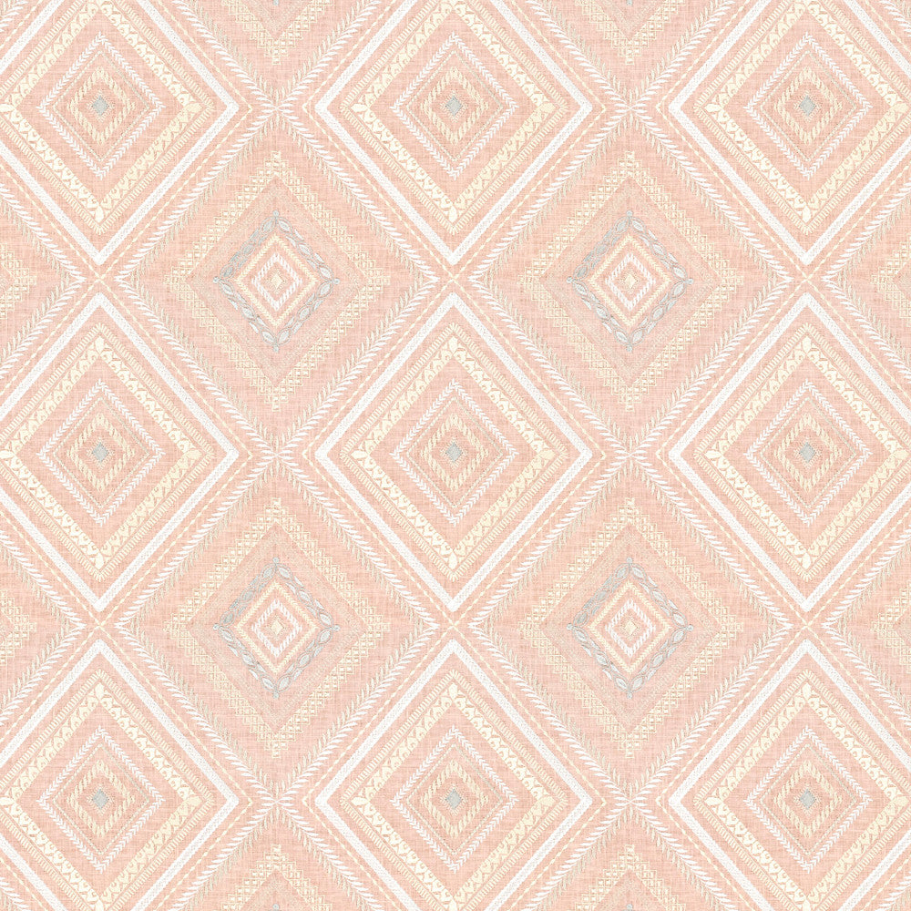 Farley 1 Tearose by Stout Fabric RAINBOW LIBRARY TILE/SORBET 100%LIN %BEMB INDIA Horizontal: 12.875 and Vertical: 12.625 51.5 in - Fabric Carolina -