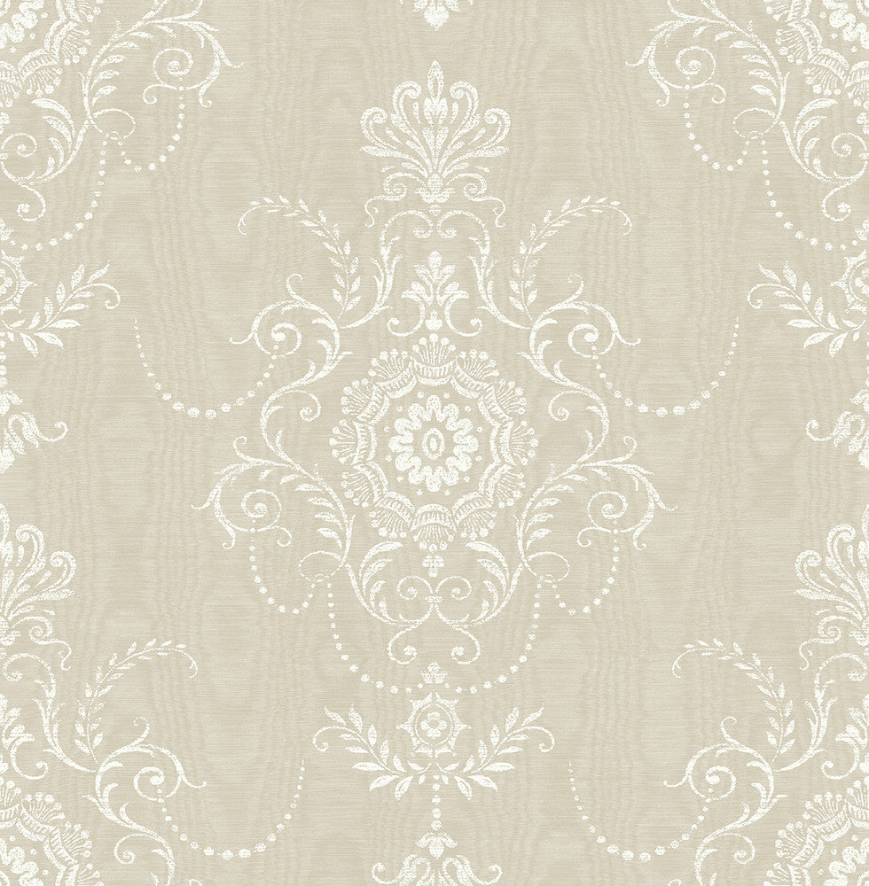Colette Cameo Fog by Seabrook Wallpaper French Country United States 60.75 27.55" 27" - Fabric Carolina -