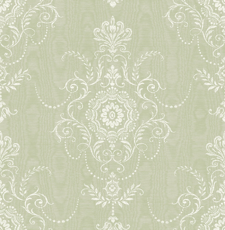 Colette Cameo Washed Green by Seabrook Wallpaper French Country United States 60.75 27.55" 27" - Fabric Carolina -
