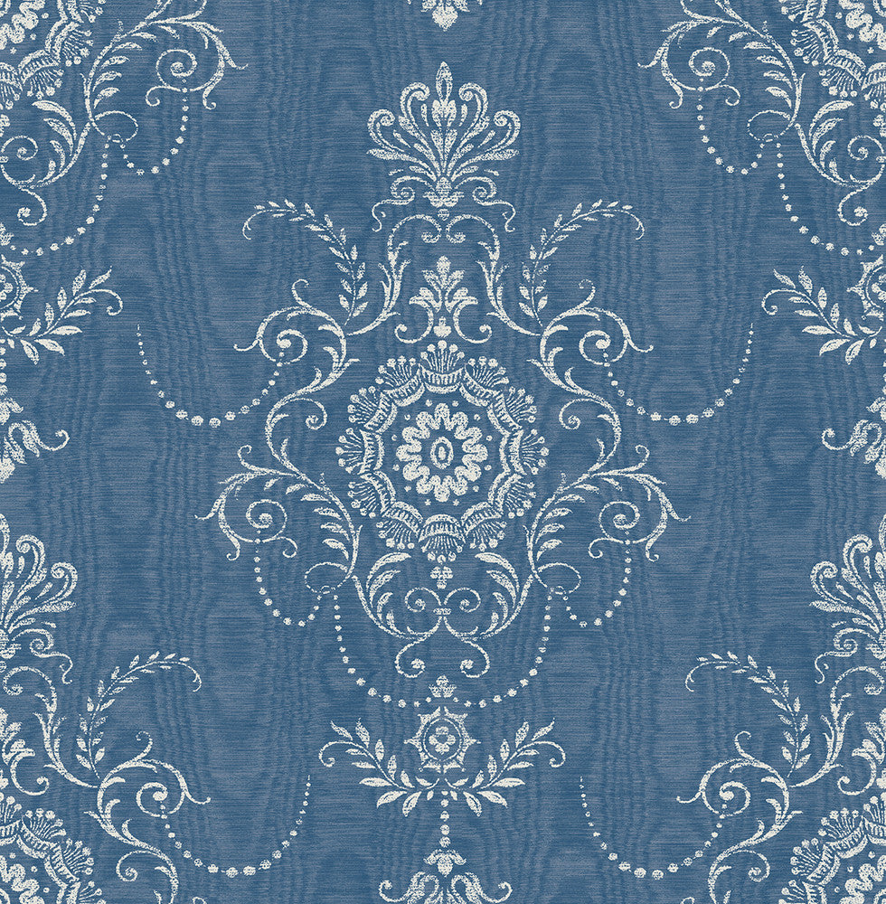Colette Cameo French Blue by Seabrook Wallpaper French Country United States 60.75 27.55" 27" - Fabric Carolina -