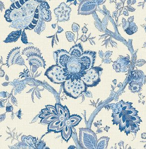 Bernadette Jacobean French Blue by Seabrook Wallpaper