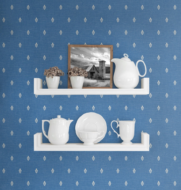 Petite Feuille Sprig Denim Wash FC60602 by Seabrook Designs Designer Wallpaper