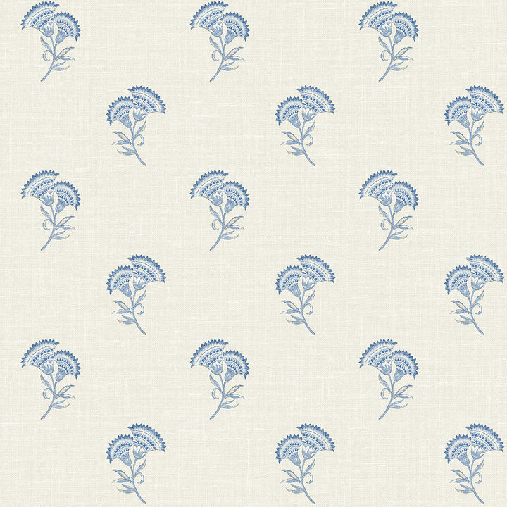 Lotus Branch Floral French Blue by Seabrook Wallpaper French Country United States 60.75 9" 27" - Fabric Carolina -