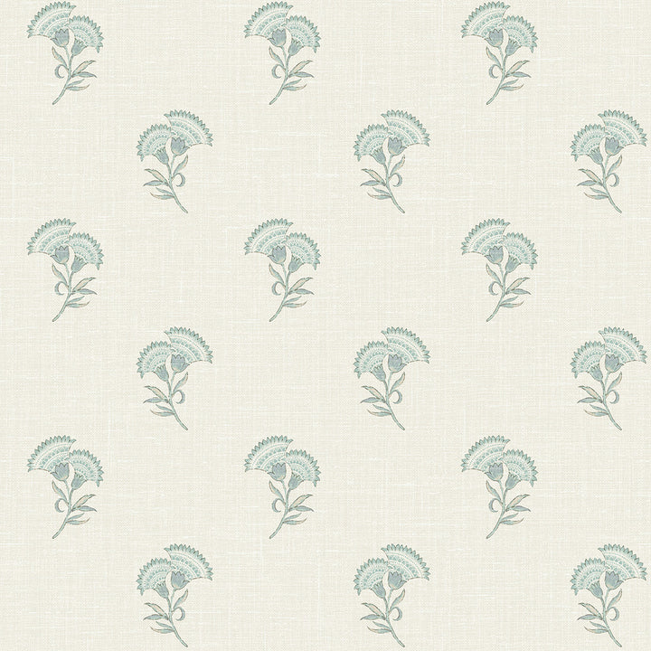 Lotus Branch Floral Minty Meadow & French Grey by Seabrook Wallpaper French Country United States 60.75 9" 27" - Fabric Carolina -