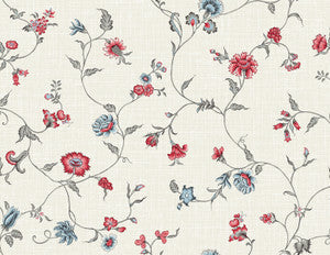 Florale Trail Antique Ruby & French Blue by Seabrook Wallpaper
