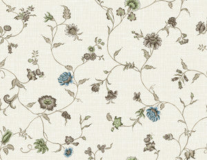 Florale Trail Bisque Bleu & French by Seabrook Wallpaper