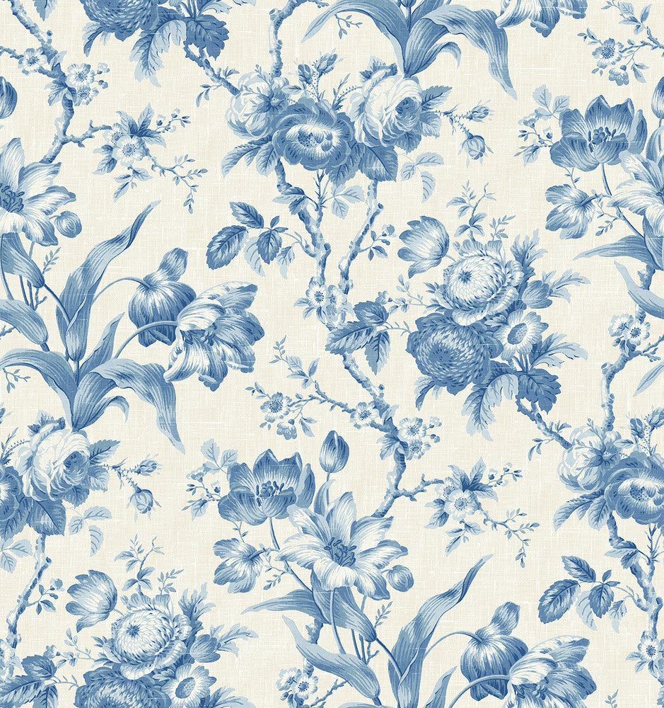 En Rose Blue Bell by Seabrook Wallpaper French Country United States 60.75 28.74" 27" - Fabric Carolina -
