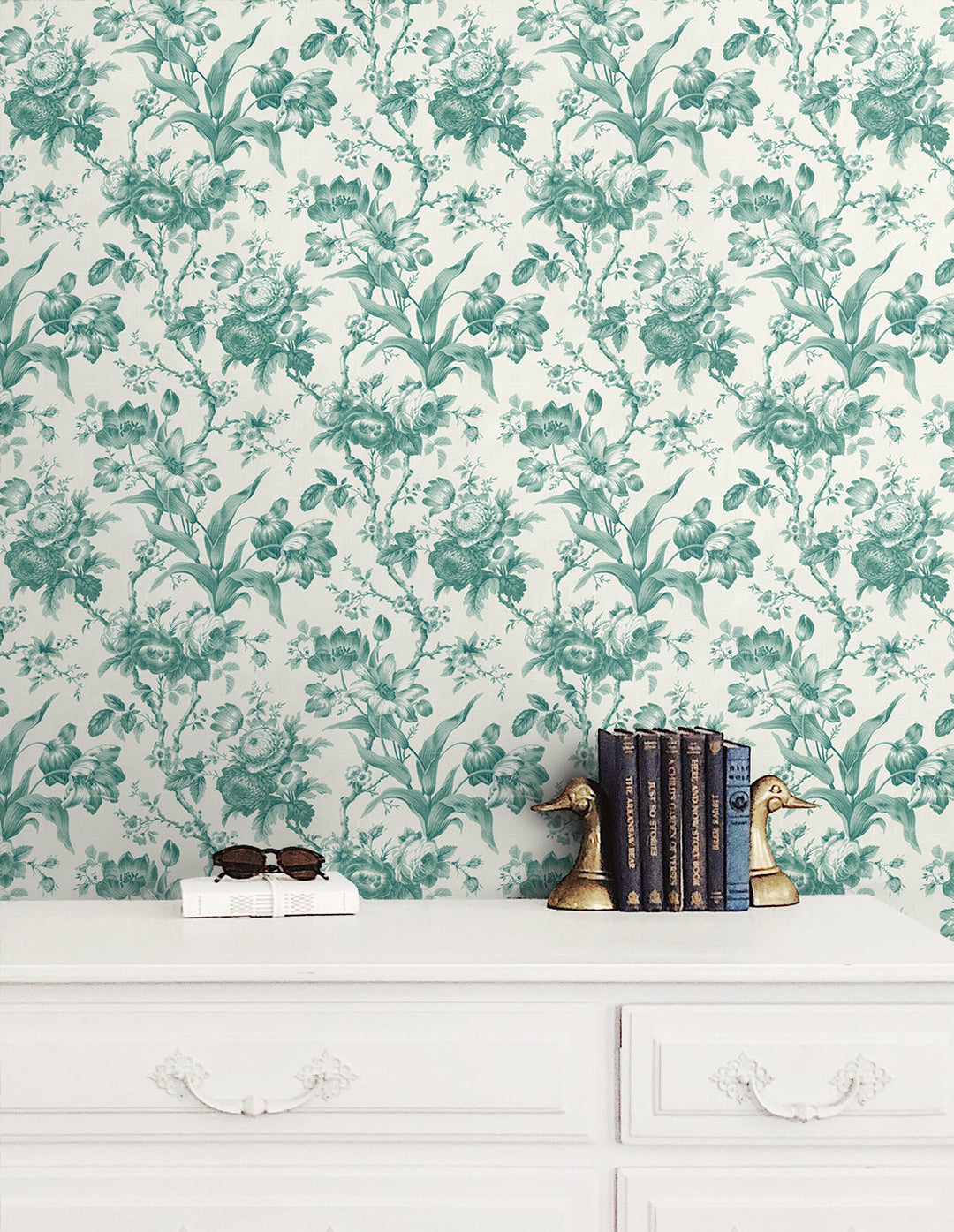 En Rose Minty Meadow FC61214 by Seabrook Designs Designer Wallpaper