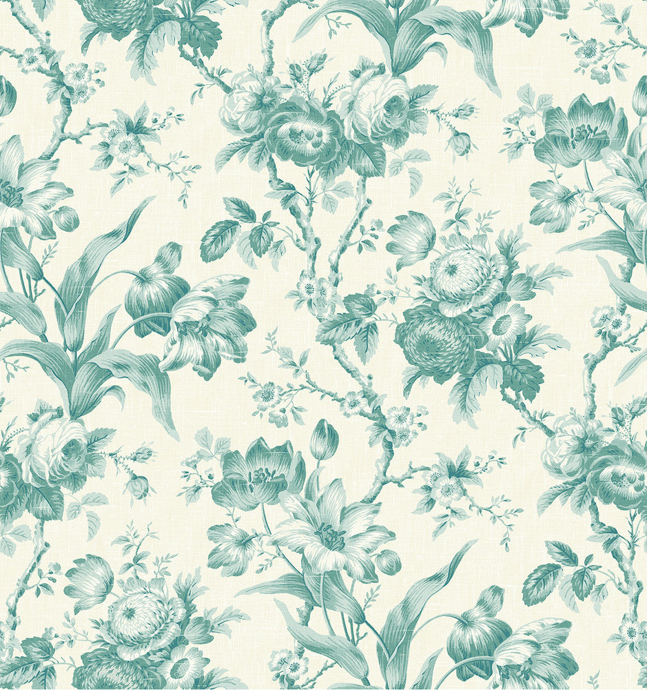 En Rose Minty Meadow by Seabrook Wallpaper French Country United States 60.75 28.74" 27" - Fabric Carolina -