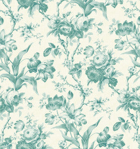En Rose Minty Meadow by Seabrook Wallpaper
