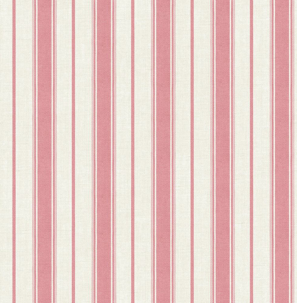 Eliott Linen Stripe Cranberry by Seabrook Wallpaper French Country United States 60.75 0" 27" - Fabric Carolina -