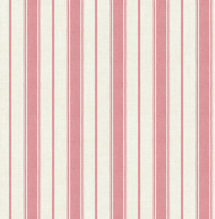 Eliott Linen Stripe Cranberry by Seabrook Wallpaper French Country United States 60.75 0" 27" - Fabric Carolina -