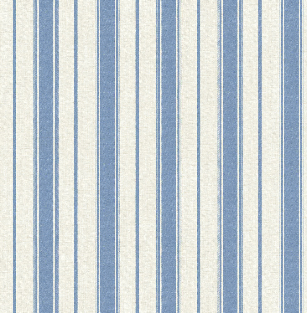 Eliott Linen Stripe Blue Bell by Seabrook Wallpaper French Country United States 60.75 0" 27" - Fabric Carolina -