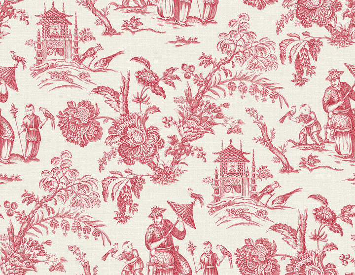 Colette Chinoiserie Antique Ruby by Seabrook Wallpaper French Country United States 60.75 20.87" 27" - Fabric Carolina -