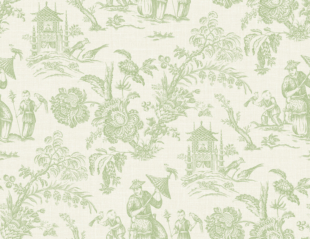 Colette Chinoiserie Herb by Seabrook Wallpaper French Country United States 60.75 20.87" 27" - Fabric Carolina -