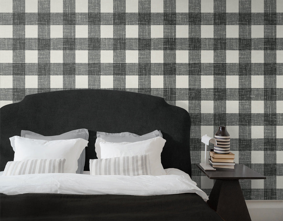 Bebe Gingham Poppy Seed FC62300 by Seabrook Designs Designer Wallpaper