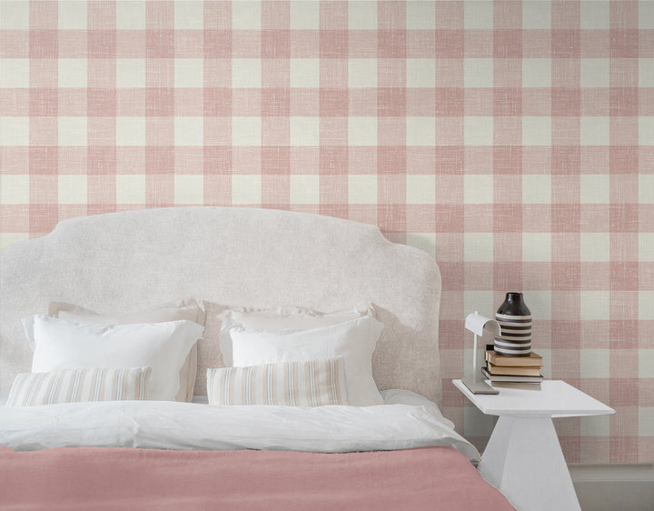 Bebe Gingham Rustic Rouge FC62301 by Seabrook Designs Designer Wallpaper