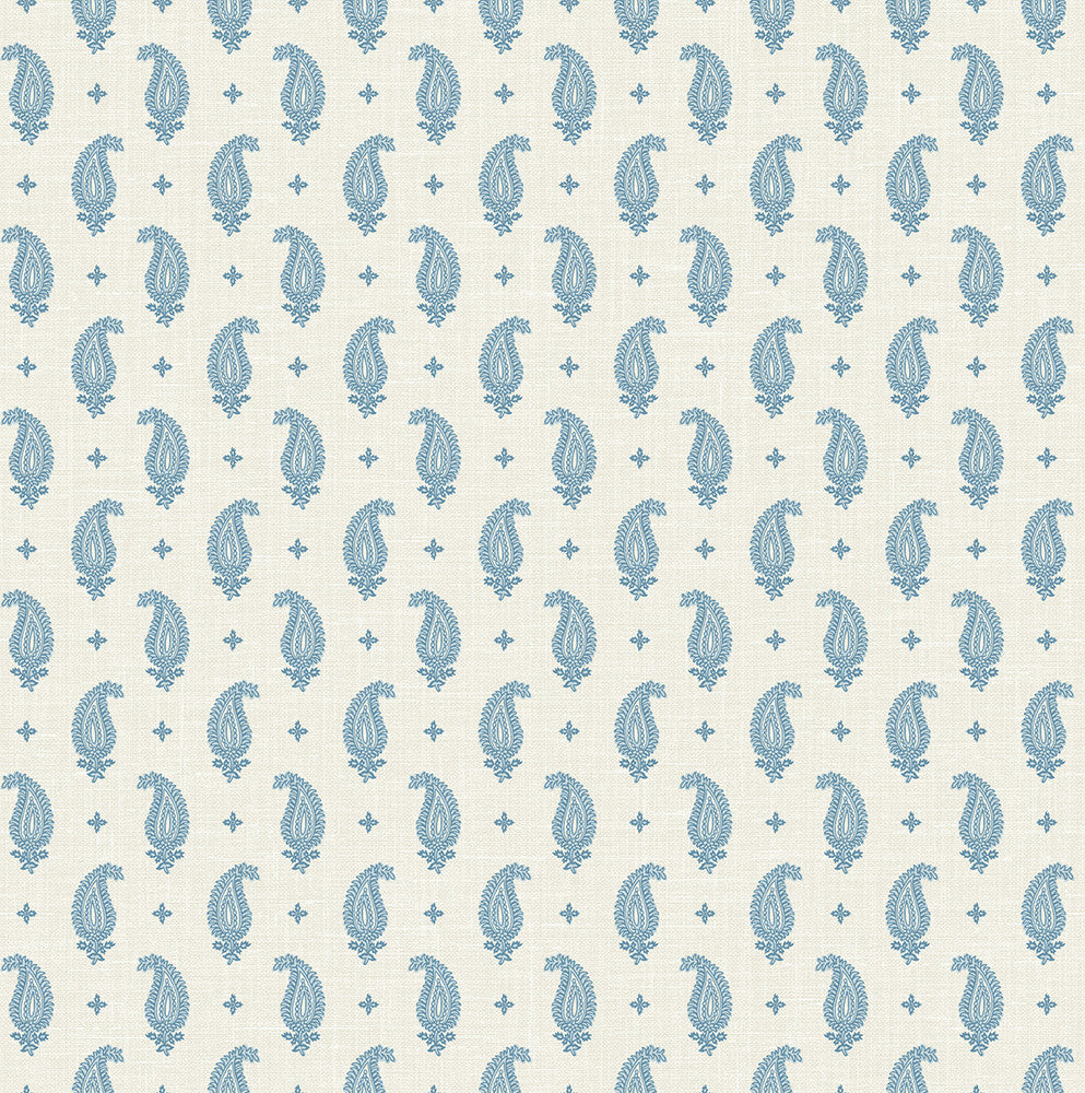 Maia Paisley Bleu Bisque by Seabrook Wallpaper French Country United States 60.75 4.52" 27" - Fabric Carolina -