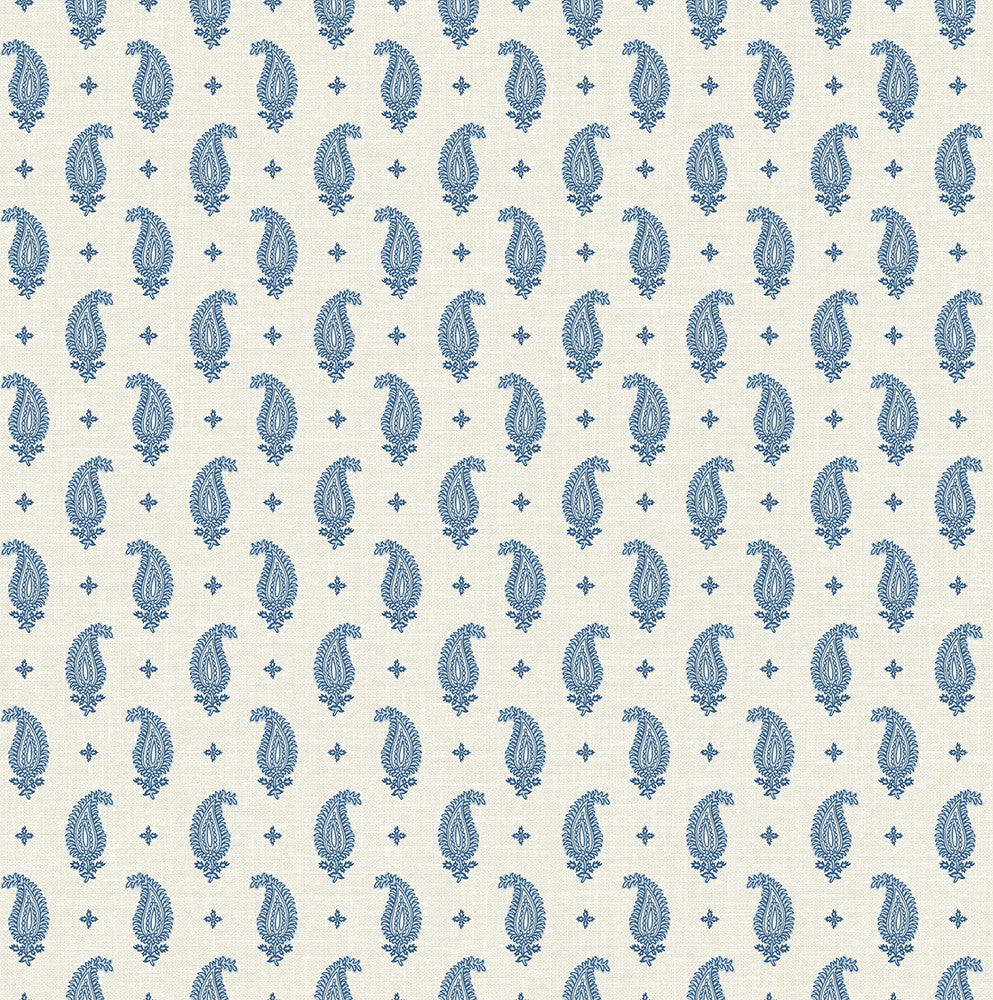 Maia Paisley French Blue by Seabrook Wallpaper French Country United States 60.75 4.52" 27" - Fabric Carolina -