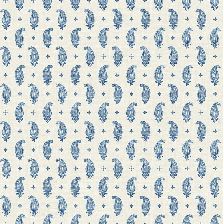 Maia Paisley French Blue by Seabrook Wallpaper French Country United States 60.75 4.52" 27" - Fabric Carolina -
