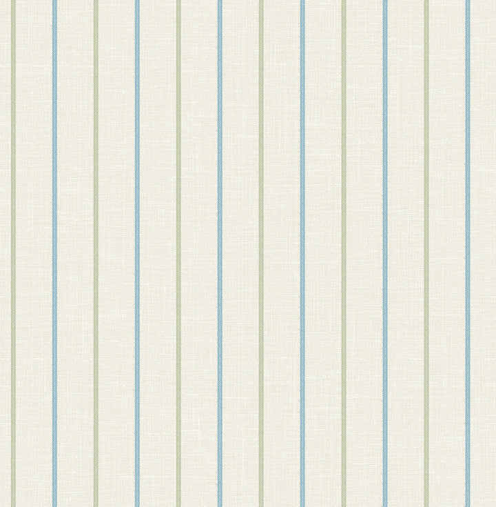 Andree Stripe French Blue & Pomme by Seabrook Wallpaper French Country United States 60.75 0" 27" - Fabric Carolina -