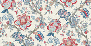 Bernadette Linen Fabric French Blue & Antique Ruby by Seabrook Wallpaper