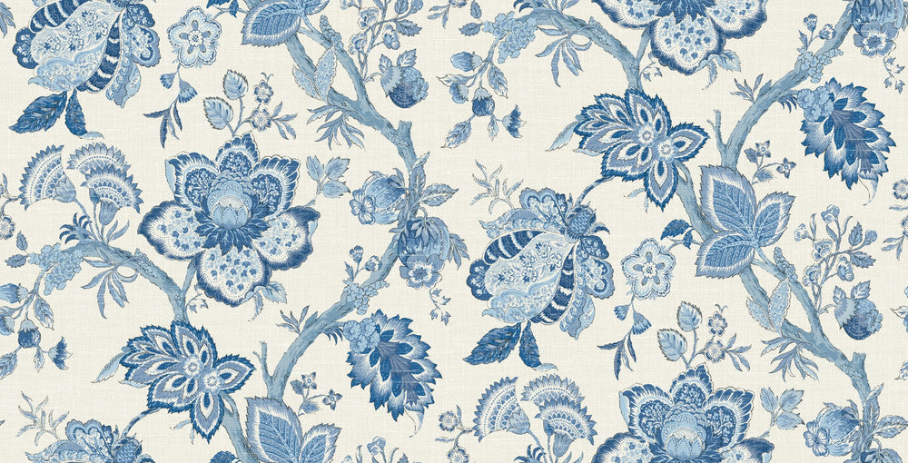 Bernadette Linen Fabric French Blue by Seabrook Wallpaper French Country United States 13.5 27" 3" - Fabric Carolina -