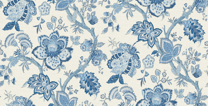 Bernadette Linen Fabric French Blue by Seabrook Wallpaper French Country United States 13.5 27" 3" - Fabric Carolina -