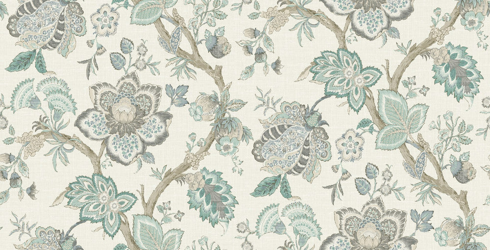 Bernadette Linen Fabric Summer Sky & French Blue by Seabrook Wallpaper French Country United States 13.5 27" 3" - Fabric Carolina -