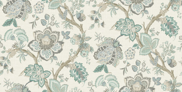 Bernadette Linen Fabric Summer Sky & French Blue by Seabrook Wallpaper French Country United States 13.5 27" 3" - Fabric Carolina -