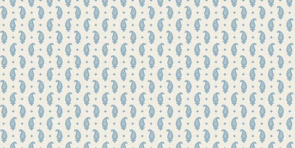 Maia Linen Fabric Bleu Bisque by Seabrook Wallpaper French Country United States 13.5 4.5" 3" - Fabric Carolina -