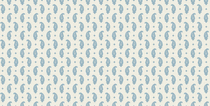 Maia Linen Fabric Bleu Bisque by Seabrook Wallpaper French Country United States 13.5 4.5" 3" - Fabric Carolina -